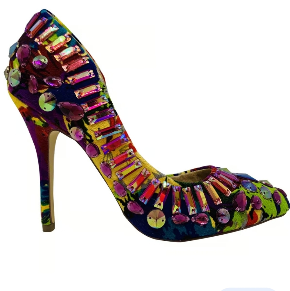 Steve Madden Multicolor Embellished Rhinestones pumps heels sz.7.5
